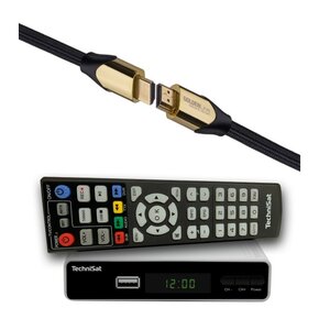 Dekoder TECHNISAT Terrabox H.265 DVB-T2/HEVC/H.265 + Kabel HDMI - HDMI GÖTZE&JENSEN GOLDENLINE 1.5 m