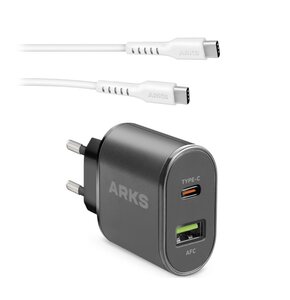 Ładowarka sieciowa ARKS ARTRPD25W 25W Czarny + Kabel USB Typ C - USB Typ C ARKS 1.5 m Biały