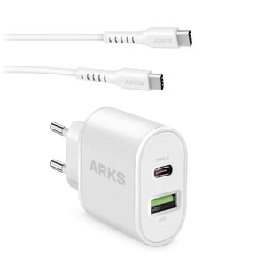 Ładowarka sieciowa ARKS ARTR1USBTC 65W Biały + Kabel USB Typ C - USB Typ C ARKS 1.5 m Biały
