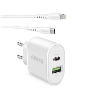Ładowarka sieciowa ARKS ARTR1USBTC 65W Biały + Kabel USB Typ C - Lightning ARKS 2 m Biały