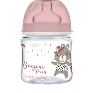 Butelka CANPOL BABIES EasyStart Bonjour Paris 120 ml Różowy