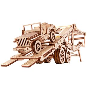 Zabawka drewniana WOOD TRICK Modern Machinery 3D Car Trailer and Jeep WDTK012 (229 elementów)