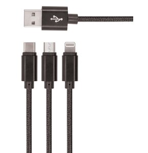 Kabel USB - Lightning/Micro USB/USB-C SETTY KN3W1 3w1 2A 1 m Czarny