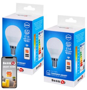 Inteligentna żarówka LED SETTI+ SL114N 5.5W E14 Wi-Fi (2 sztuki)