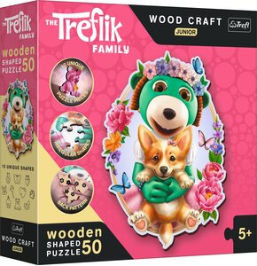 Puzzle TREFL Wood Craft Junior Rodzina Treflików Wesołe Trefliki 20206 (50 elementów)