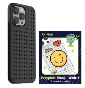 Etui PINIT Dynamic do Apple iPhone 14 Pro Max Czarny + Pinit Emoji Pin (Wzór 1)