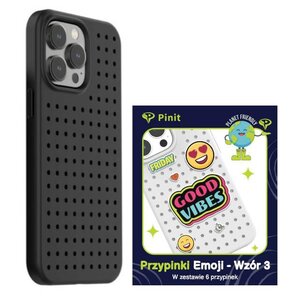 Etui PINIT Dynamic do Apple iPhone 14 Pro Max Czarny + Pinit Emoji Pin (Wzór 3)