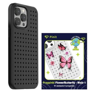 Etui PINIT Dynamic do Apple iPhone 14 Pro Max Czarny + Pinit Flower/Butterfly Pin (Wzór 1)