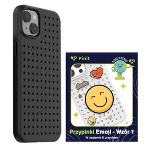 Etui PINIT Dynamic do Apple iPhone 14 Czarny + Pinit Emoji Pin (Wzór 1)
