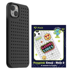 Etui PINIT Dynamic do Apple iPhone 14 Czarny + Pinit Emoji Pin (Wzór 3)