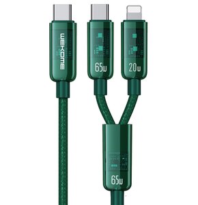 Kabel USB-C - Lightning/USB-C WEKOME WDC-194 2w1 Vanguard Series 65W 1 m Zielony
