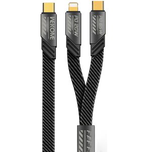 Kabel USB-C - Lightning/USB-C WEKOME WDC-189 2w1 Mecha Series 65W 1.2 m Szary