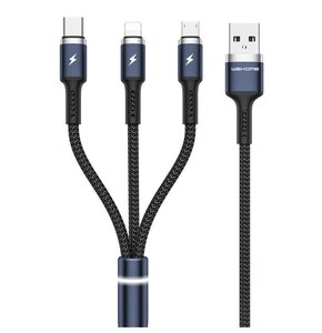 Kabel USB - Lightning/USB-C/Micro USB WEKOME WDC-119 3w1 Fython Series PD 1.2 m Czarny