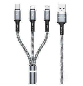 Kabel USB - Lightning/USB-C/Micro USB WEKOME WDC-119 3w1 Fython Series PD 1.2 m Srebrny