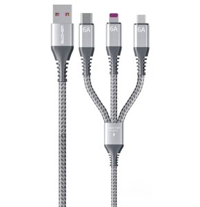 Kabel USB - Lightning/USB-C/Micro USB WEKOME WDC-170 Raython Series PD 1.2 m Srebrny