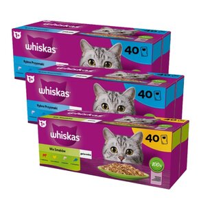 Karma dla kota WHISKAS Rybne Przysmaki i Mix Smaków (120 x 85 g)