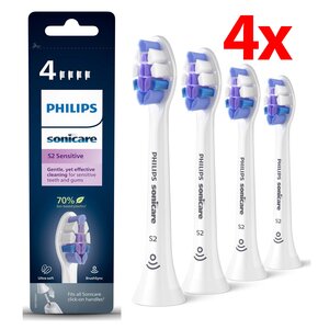 Oryginalne końcówki Philips Sonicare S2 HX6054/10 Bardzo miękkie włókna (4 szt. zapas na rok) (Nadwrażliwość zębów)
