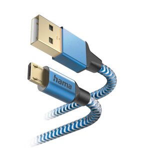 Kabel USB - Micro USB HAMA 201555 Reflected 1.5 m Niebieski