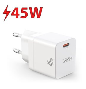 Ładowarka sieciowa XO CE09 45W + Kabel USB Typ-C - Lightning Biały