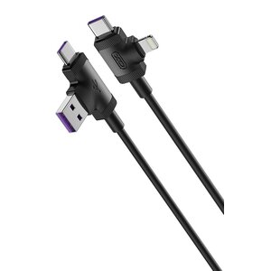 Kabel USB/USB-C - USB-C/Lightning XO NB237 4w1 3A 1 m Czarny