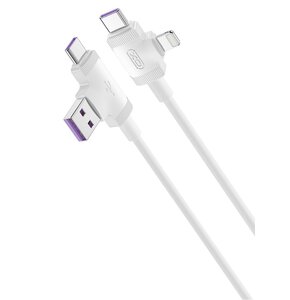 Kabel USB/USB Typ-C - USB Typ-C/Lightning XO NB237 4w1 3A 1 m Biały