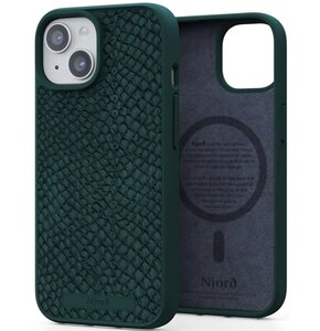 Etui NJORD BY ELEMENTS Salmon Leather MagSafe do Apple iPhone 15 Plus Zielony