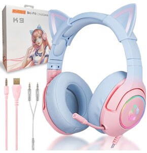 Słuchawki ONIKUMA K9 Cat RGB Różowo-niebieski