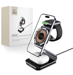 Ładowarka indukcyjna TECH-PROTECT QI15W-A29 3w1 Magnetic  15W Czarny Qi MagSafe