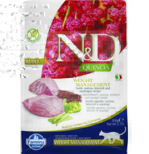 Karma dla kota FARMINA N&D Quinoa Weight Management jagnięcina, brokuły i szparagi 300g