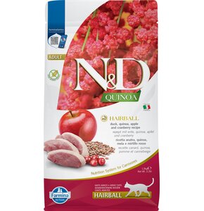 Karma dla kota FARMINA N&D Quinoa Hairball Adult kaczka, jabłko i żurawina 1.5 kg