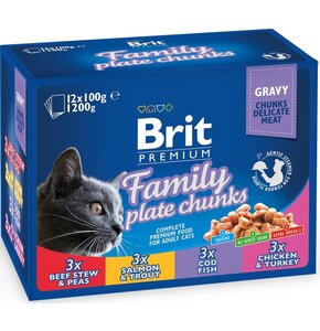 Karma dla kota BRIT Premium Adult Family Plate Chunks Mix smaków (12 x 100g)