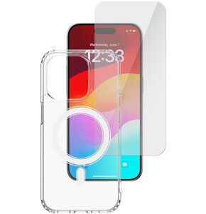 Etui 4SMARTS 360° Premium z Magsafe dla Apple iPhone 15 Pro Przezroczysty + Szkło hartowane 9H