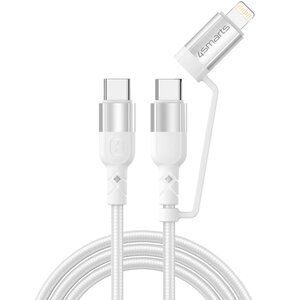 Kabel USB-C - USB-C + Lightning 4SMARTS ComboCord CL 1.5 m Biały