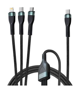 Kabel USB C- Micro USB/USB Typ-C/Lightning 4SMARTS USB-C PremiumCord Multi 60W 1.5 m Czarny