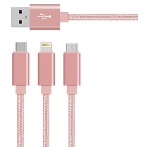 Kabel USB - Lightning/USB-C/Micro USB SETTY KNA-MLC-1.2215 1 m Różowo-złoty