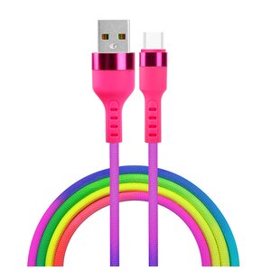 Kabel USB - USB-C SETTY KNA-C-1.22.113 1.2 m Tęczowy