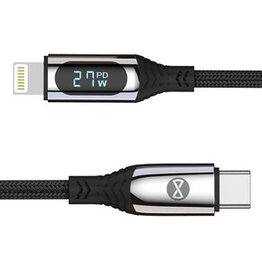 Kabel USB-C - Lightning FOREVER GSM171011 z wyświetlaczem LCD 27W 1m Czarny