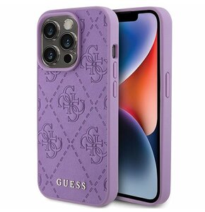 Etui GUESS Leather 4G Stamped do Apple iPhone 15 Pro Fioletowy