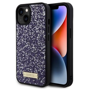 Etui GUESS Rhinestone Metal Logo do Apple iPhone 15 Fioletowy