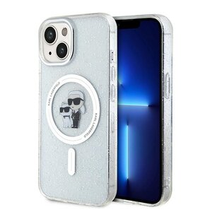 Etui KARL LAGERFELD Karl&Choupette Glitter Magsafe do Apple iPhone 15 Przezroczysty