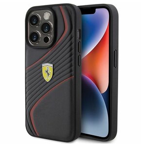 Etui FERRARI Twist Metal Logo do Apple iPhone 15 Pro Czarny