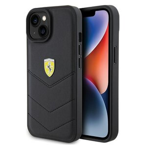 Etui FERRARI Quilted Metal Logo do Apple iPhone 15 Czarny