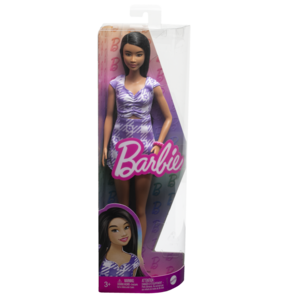 Lalka Barbie Fashionistas Sukienka Fioletowa Kratka HPF75