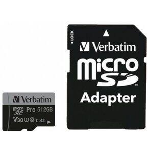 Karta pamięci VERBATIM Pro microSDXC 512GB + Adapter