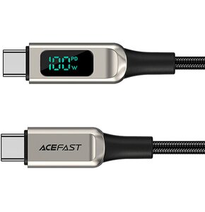 Kabel USB-C - USB-C ACEFAST C6-03 2 z wyświetlaczem LCD 100W 2 m Srebrny
