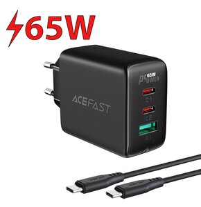 Ładowarka sieciowa ACEFAST A13 65W + kabel USB Typ-C - USB Typ-C Czarny