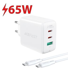 Ładowarka sieciowa ACEFAST A13 65W + kabel USB Typ-C - USB Typ-C Biały