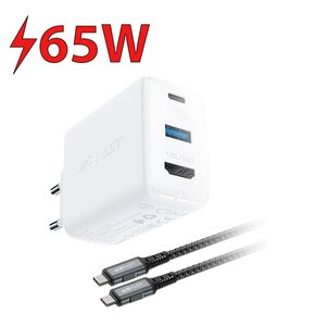 Ładowarka sieciowa ACEFAST A17 65W + kabel USB Typ-C - USB Typ-C Biały