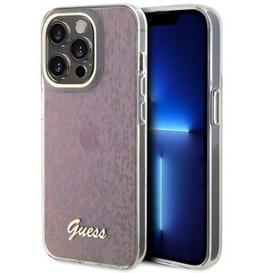 Etui GUESS IML Faceted Mirror Disco Iridescent do Apple iPhone 15 Pro Różowy