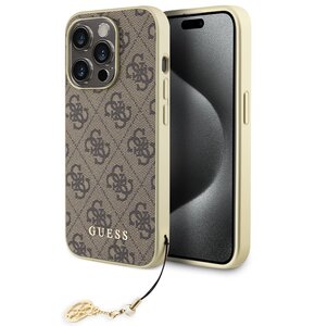 Etui GUESS 4G Charms Collection do Apple iPhone 15 Pro Brązowy